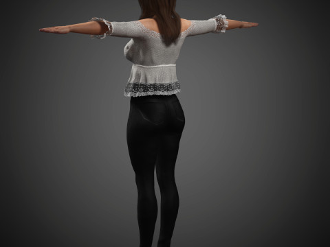 फैशनेबल महिला चरित्र 3D मॉडल
