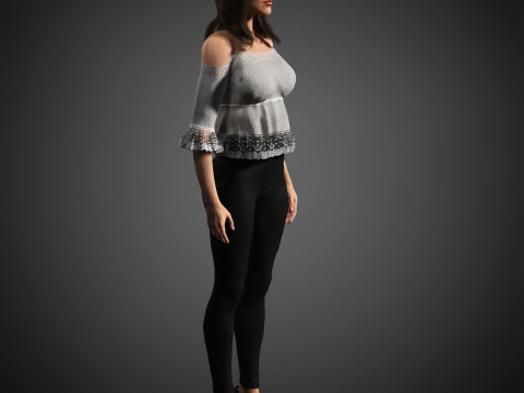 फैशनेबल महिला चरित्र 3D मॉडल