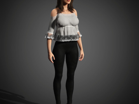 फैशनेबल महिला चरित्र 3D मॉडल