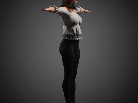 फैशनेबल महिला चरित्र 3D मॉडल