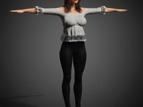 फैशनेबल महिला चरित्र 3D मॉडल
