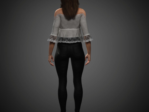 फैशनेबल महिला चरित्र 3D मॉडल