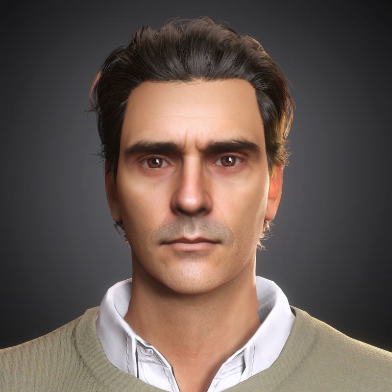 Charismatischer männlicher Charakter 3D Modell .c4d .max .obj .3ds .fbx .stl .blend 