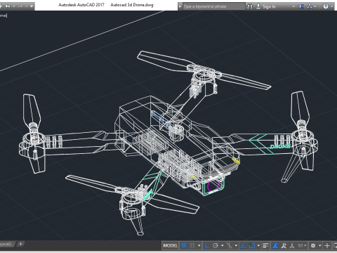 Autocad 3d drone -cam drone quadcopter 3D 模型