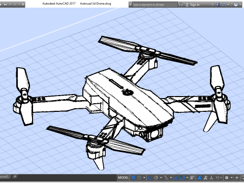 Autocad 3d drone -cam drone quadcopter 3D 模型