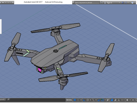 Autocad 3d drone -cam drone quadcopter 3D 模型