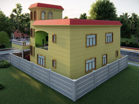Autocad 3d spanish house model 3D Model