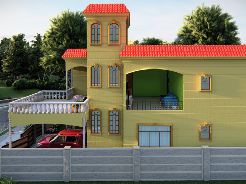 Autocad 3d spanish house model 3D Model