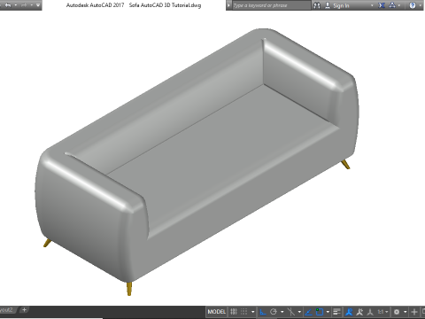 Autocad 3d sofa model with material 3Dモデル