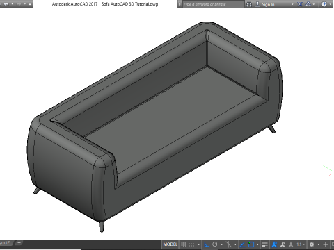 Autocad 3d sofa model with material 3Dモデル