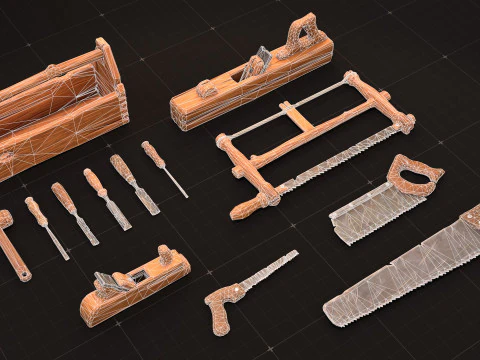 Carpenter wood tools 3D Model