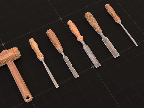 Carpenter wood tools 3D Model