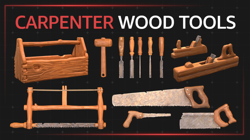 Carpenter wood tools 3D मॉडल .c4d .max .obj .3ds .fbx .stl .blend 