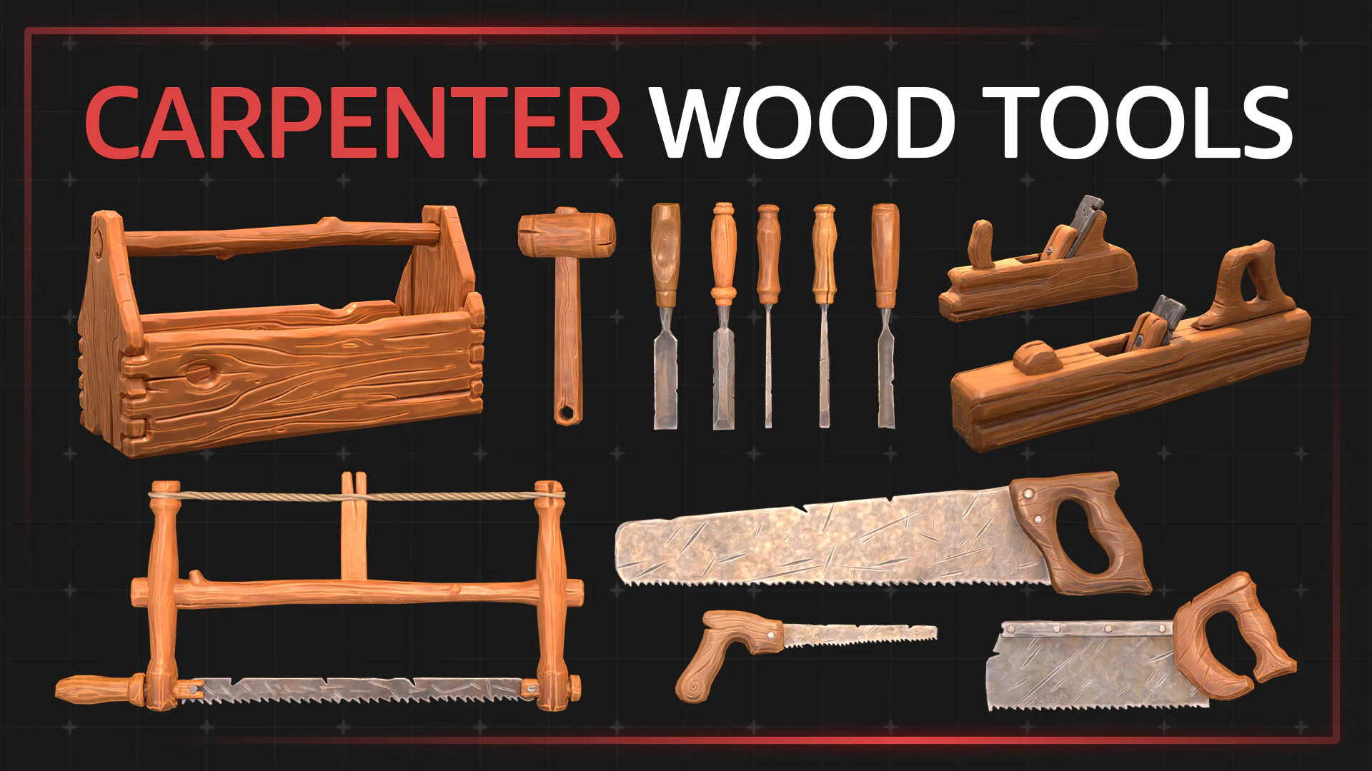 Carpenter wood tools 3D Model .c4d .max .obj .3ds .fbx .stl .blend