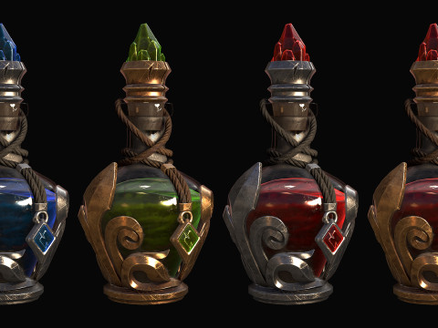 Health potion - 4 color Model 3D