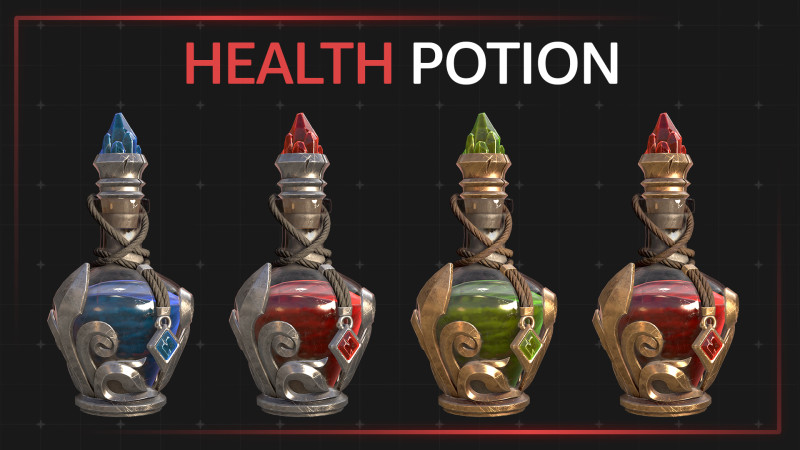 Health potion - 4 color 3D मॉडल .c4d .max .obj .3ds .fbx .stl .blend 
