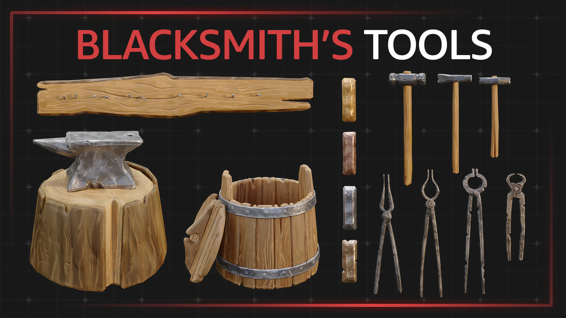 Blacksmiths tool 3D Model .c4d .max .obj .3ds .fbx .stl .blend 