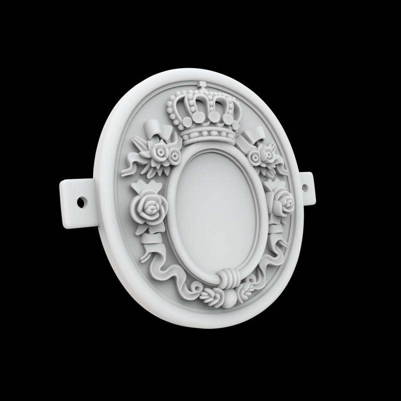 Baroque Cartouche Plaque with Crown 3D Print Model 3Dプリントモデル .c4d .max .obj .3ds .fbx .stl .blend 