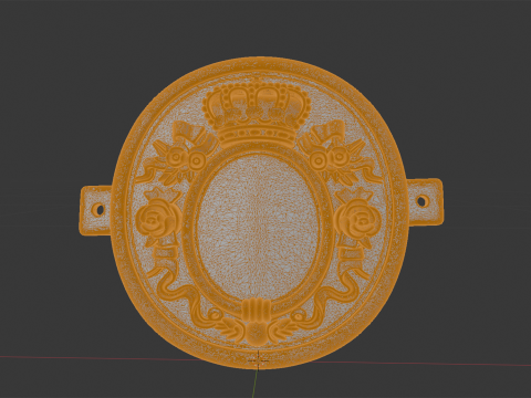 Baroque Cartouche Plaque with Crown 3D Print Model 3Dプリントモデル