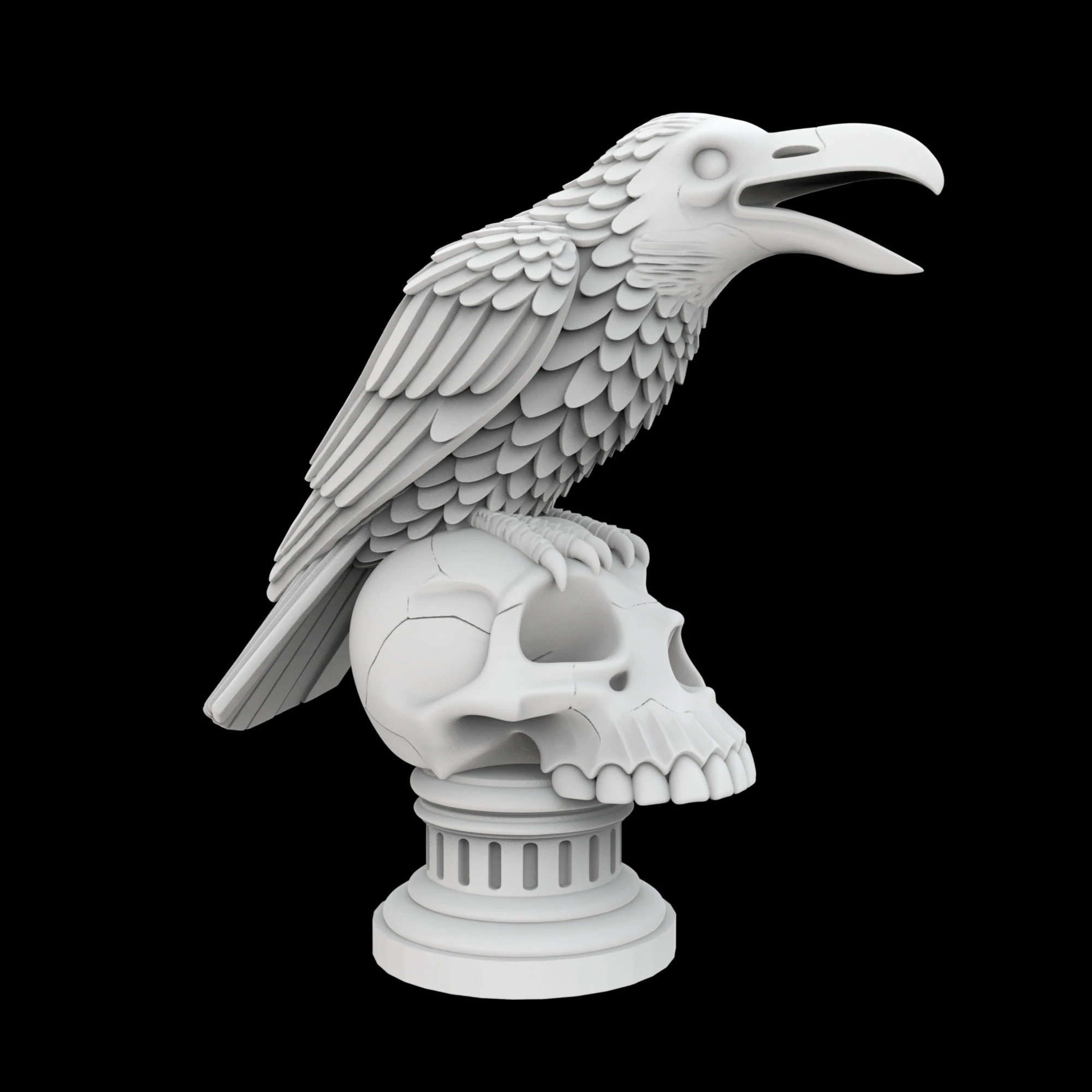 Cawing Raven Skull Totem 3D Print Model 3D Print Model .c4d .max .obj .3ds .fbx .stl .blend 