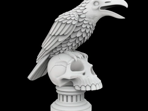 Modelo de impress&atilde;o 3D do totem de caveira de corvo cawing Modelo de Impressão 3D