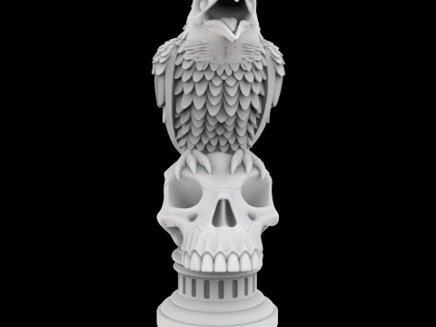 Cawing Raven Skull Totem 3D Print Model 3D Print Model
