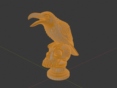 Cawing Raven Skull Totem 3D Print Model Model Cetak 3D