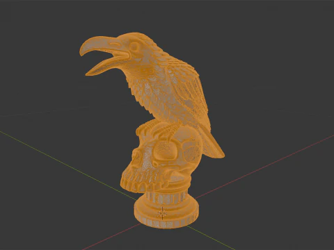 Cawing Raven Skull Totem 3D Print Model 3D Print Model