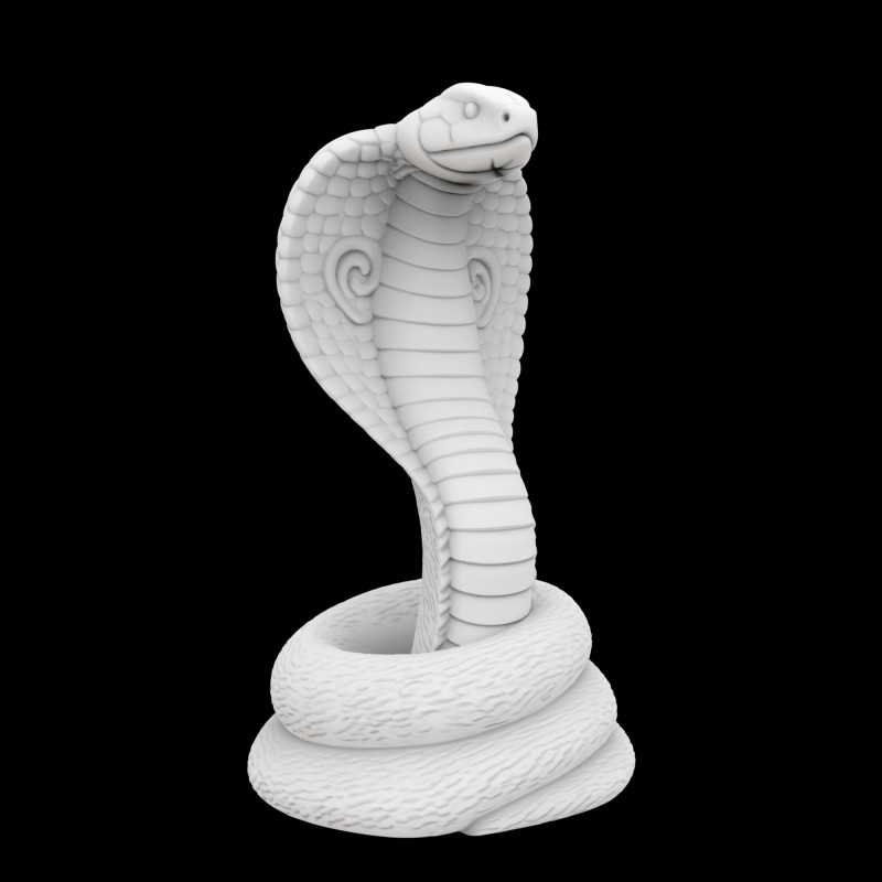 Coiled Cobra Snake Statue 3D Print Model 3D 打印模型 .c4d .max .obj .3ds .fbx .stl .blend
