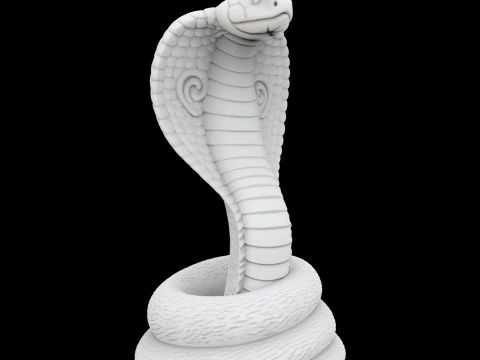 Opgerolde Cobra Snake standbeeld 3D printmodel 3D printmodel