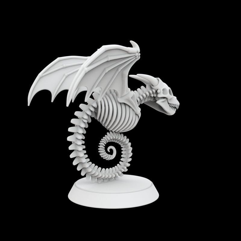 Ancient Bone Dragon Curled Statue Model 3D .c4d .max .obj .3ds .fbx .stl .blend
