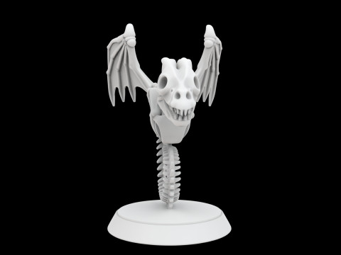 Ancient Bone Dragon Curled Statue Model 3D