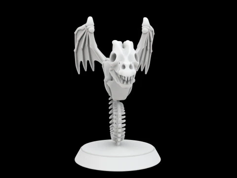 Ancient Bone Dragon Curled Statue 3D Model