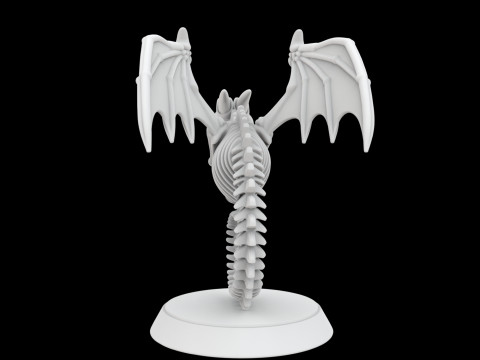Ancient Bone Dragon Curled Statue Model 3D