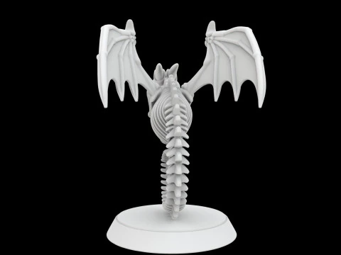 Ancient Bone Dragon Curled Statue 3D Model
