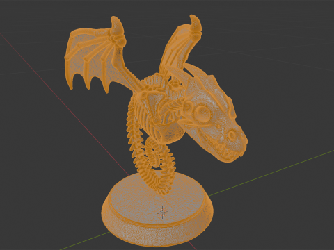 Ancient Bone Dragon Curled Statue Model 3D