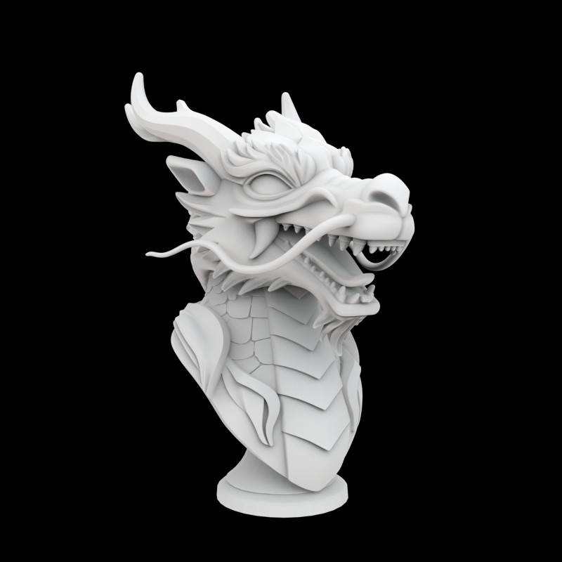Eastern Dragon Head Bust 3D Print Model 3D प्रिंट मॉडल .c4d .max .obj .3ds .fbx .stl .blend 