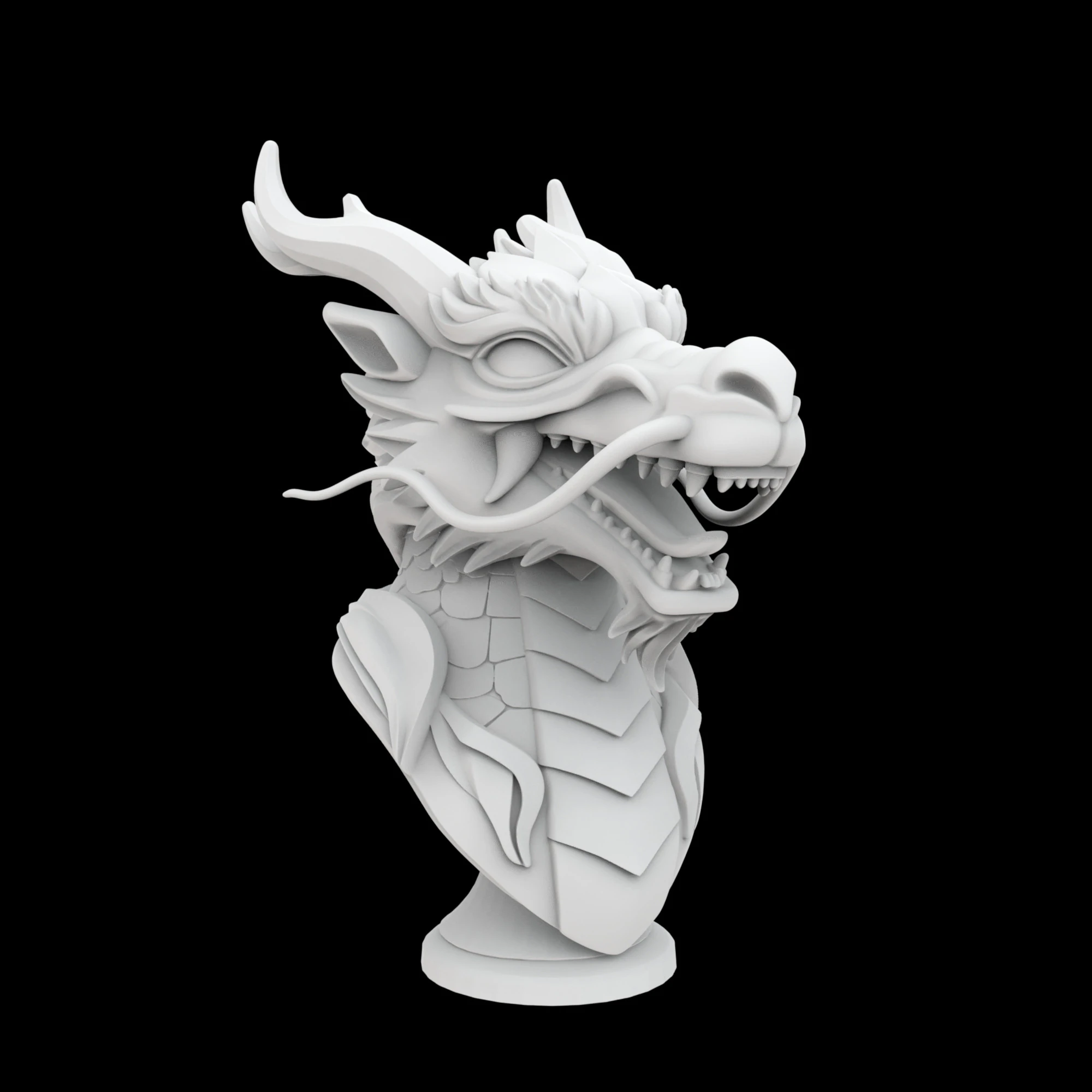 Eastern Dragon Head Bust 3D Print Model 3D Print Model .c4d .max .obj .3ds .fbx .stl .blend 