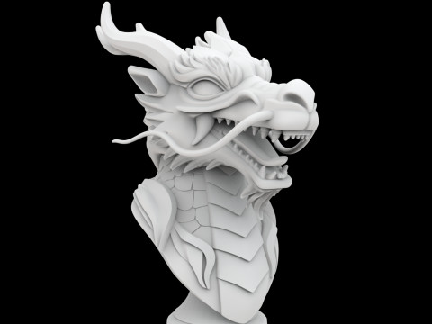 Eastern Dragon Head Bust 3D Print Model 3D Print Model