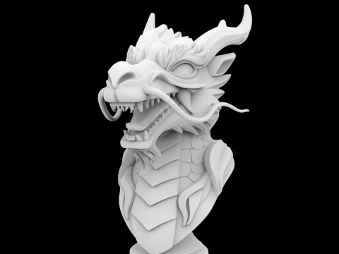 Eastern Dragon Head Bust 3D Print Model 3D प्रिंट मॉडल