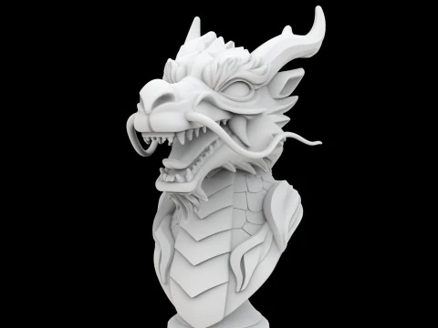 Eastern Dragon Head Bust 3D Print Model 3D Print Model