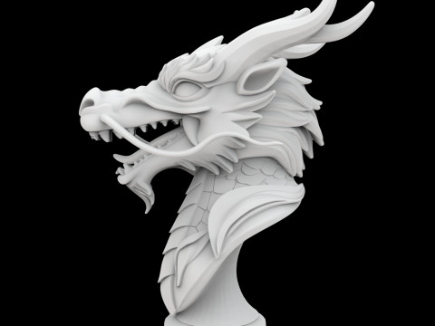Eastern Dragon Head Bust 3D Print Model 3D प्रिंट मॉडल