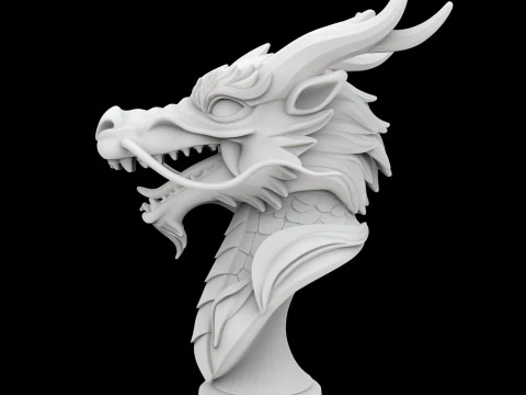 Eastern Dragon Head Bust 3D Print Model 3D Print Model