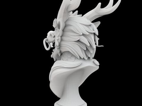 Eastern Dragon Head Bust 3D Print Model 3D प्रिंट मॉडल