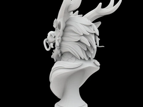 Eastern Dragon Head Bust 3D Print Model 3D Print Model