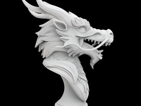 Eastern Dragon Head Bust 3D Print Model 3D प्रिंट मॉडल