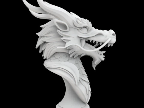 Eastern Dragon Head Bust 3D Print Model 3D Print Model