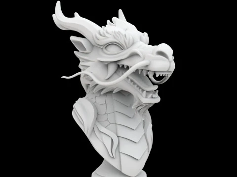 Eastern Dragon Head Bust 3D Print Model 3D Print Model