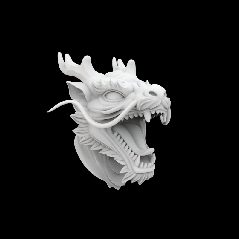 Eastern Dragon Roaring Head Statue 3D Print Model 3D printmodel .c4d .max .obj .3ds .fbx .stl .blend 