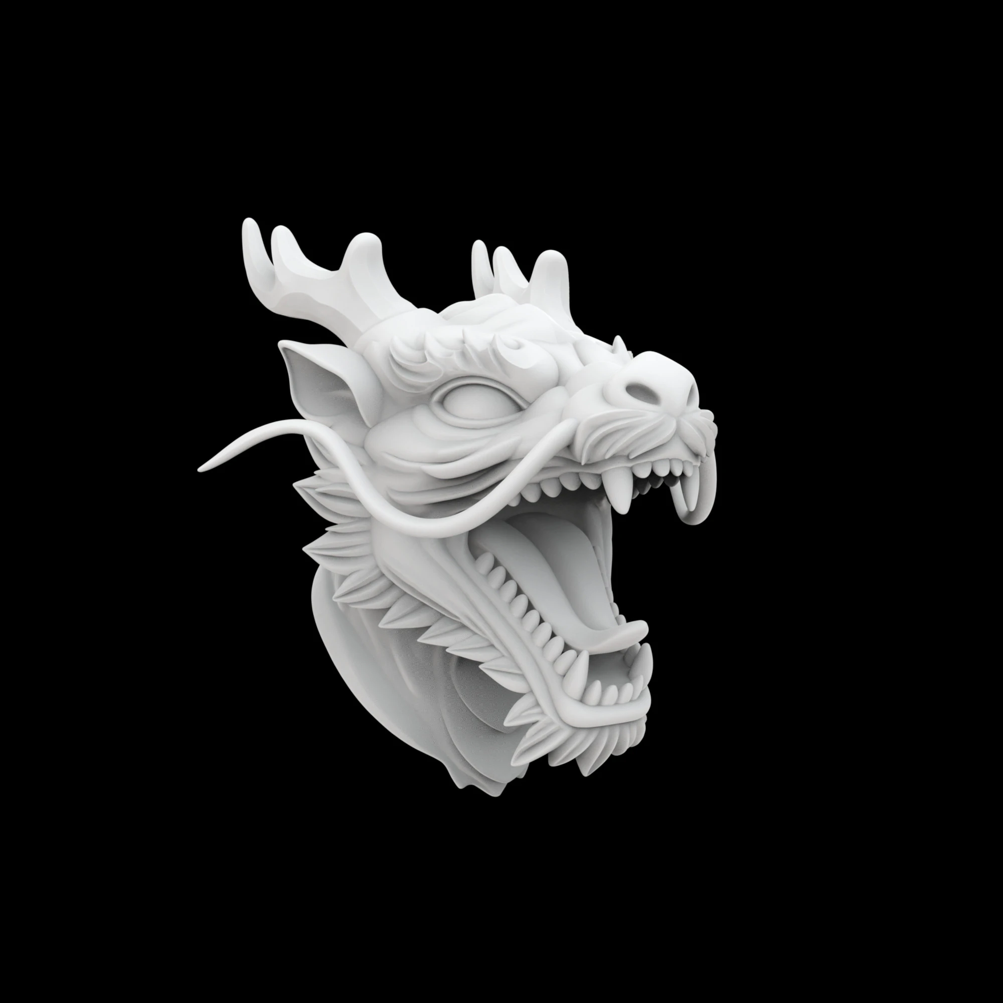 Eastern Dragon Roaring Head Statue 3D Print Model 3D Print Model .c4d .max .obj .3ds .fbx .stl .blend 